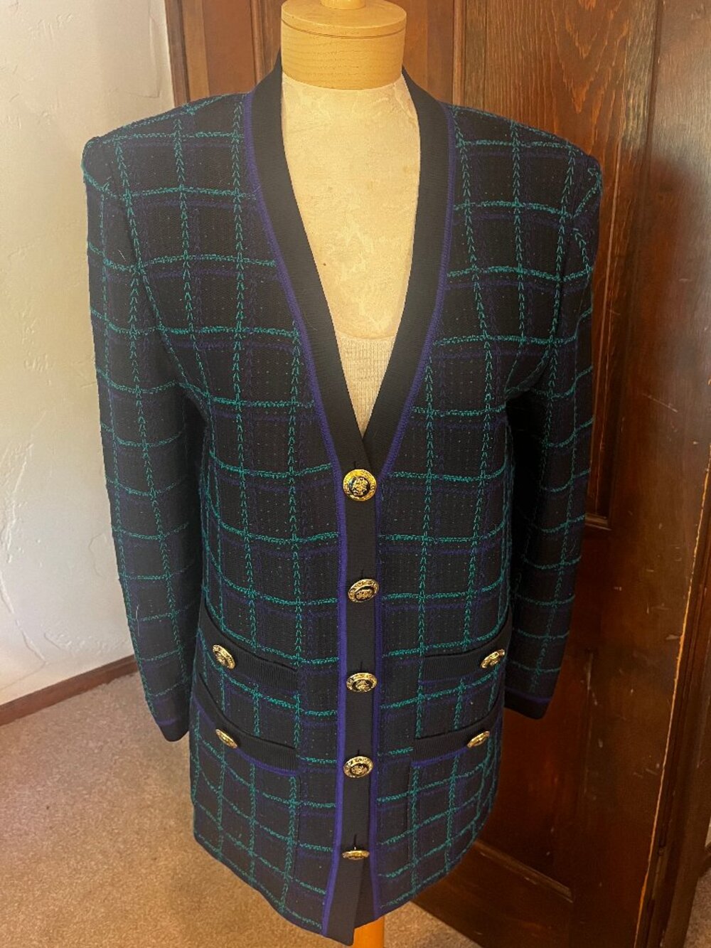 Vintage St. John Collection by Marie Gray Santana Knit Long Cardigan Size M